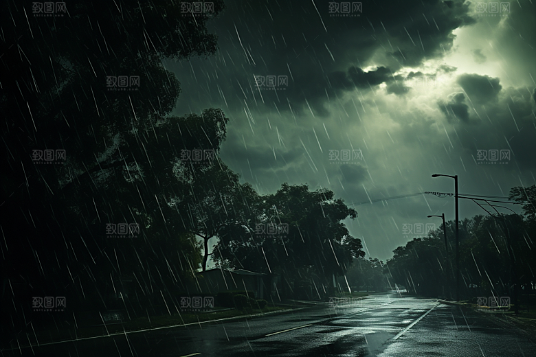 暴雨户外大雨摄影图
