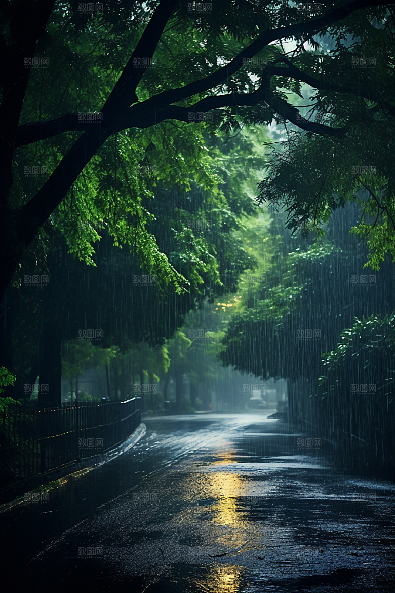 暴雨下雨安静摄影图