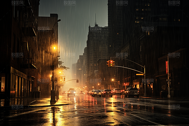 暴雨大雨雨夜摄影图