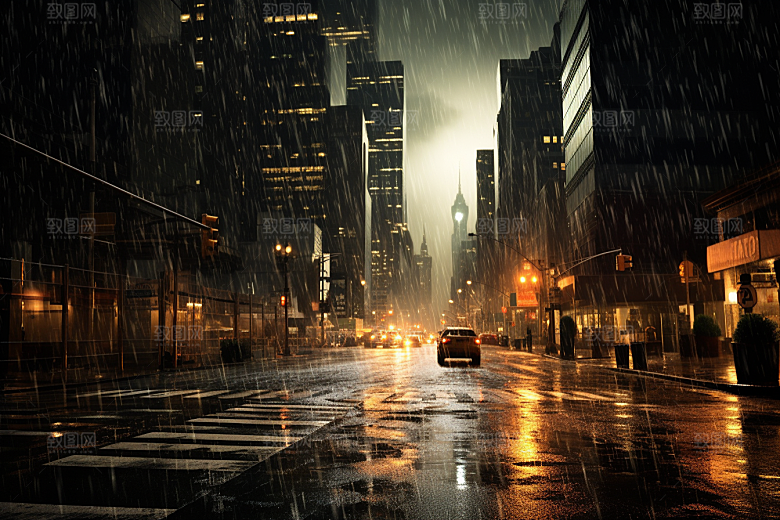 暴雨雨天户外摄影图