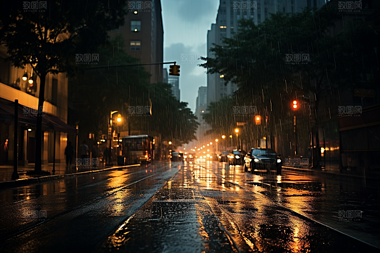 暴雨雨夜大雨摄影图