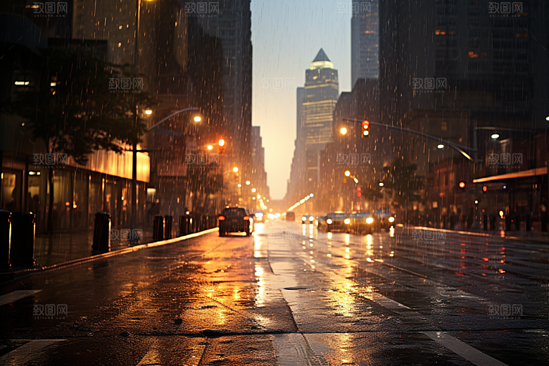 暴雨雨夜环境摄影图