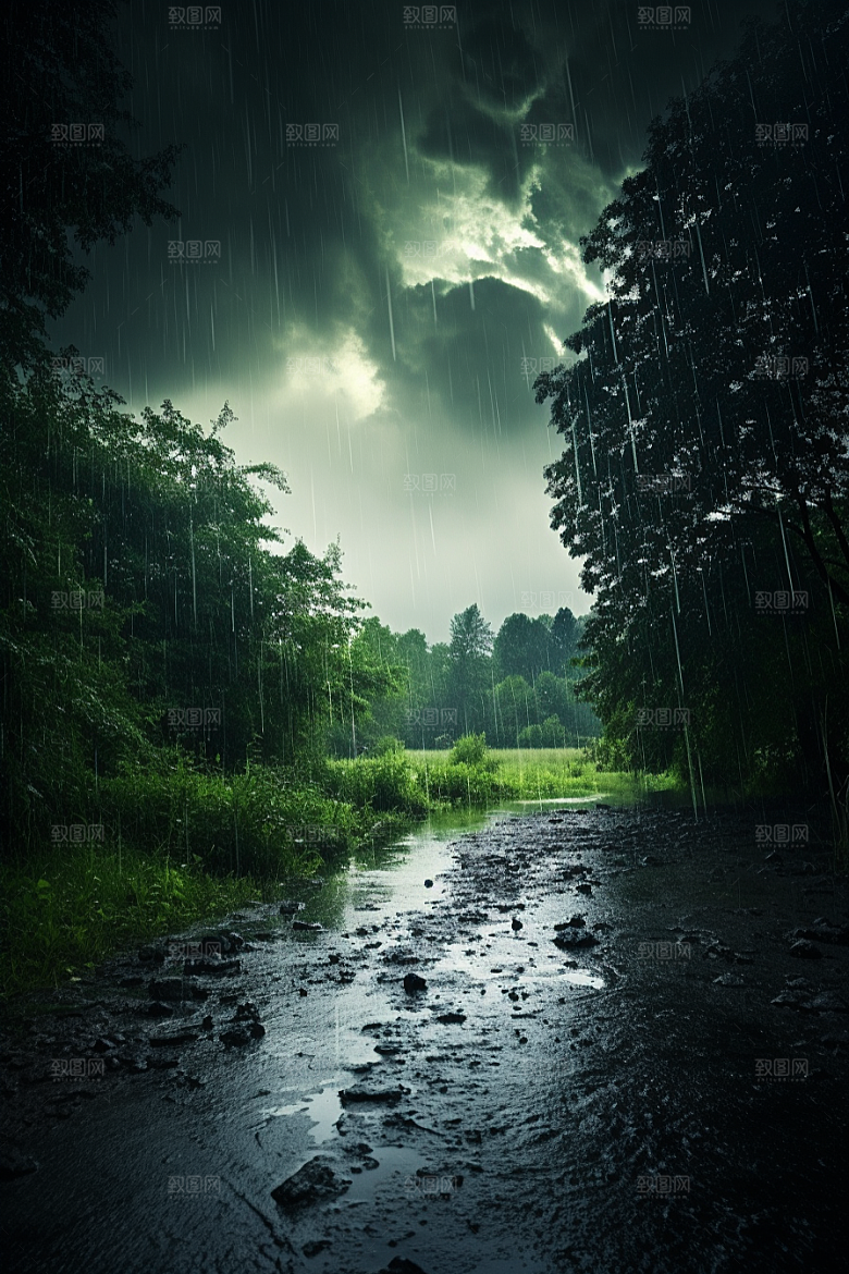 暴雨下雨雨天摄影图
