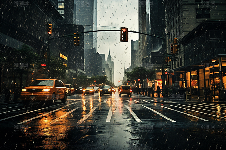 暴雨雨夜自然摄影图