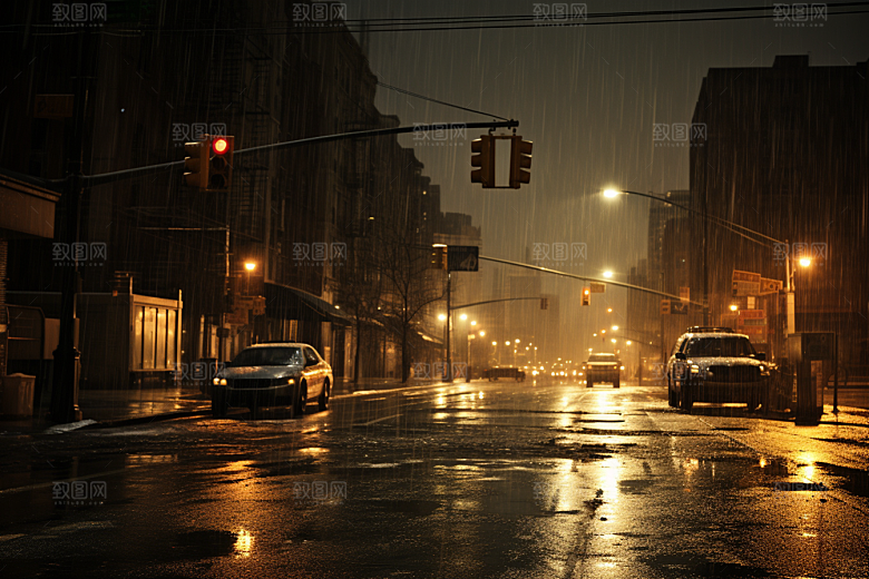 暴雨自然雨夜摄影图