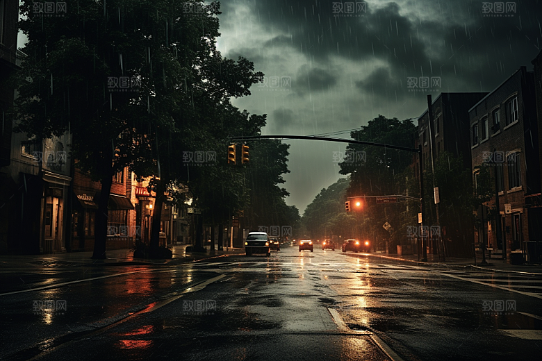 暴雨雨夜户外摄影图