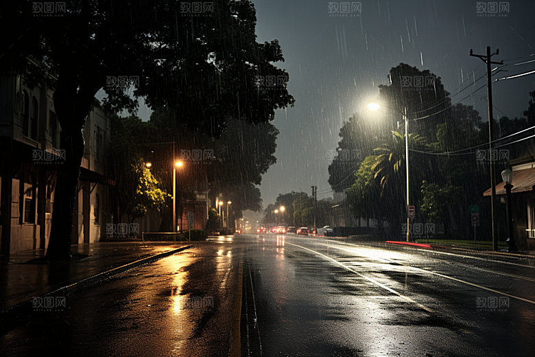 暴雨环境下雨摄影图
