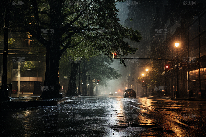 暴雨户外雨天摄影图