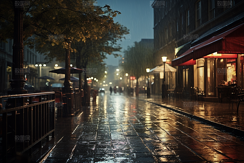 暴雨雨天户外摄影图