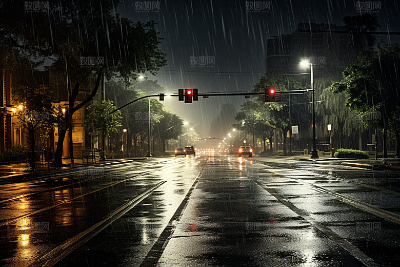 暴雨室外雨夜摄影图