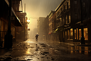 暴雨下雨室外摄影图