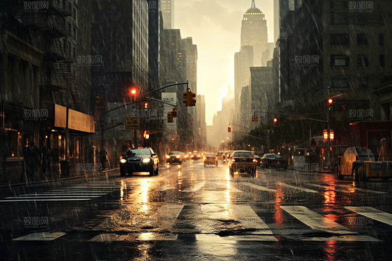 暴雨环境雨夜摄影图