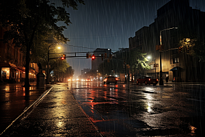 暴雨雨夜高清摄影图