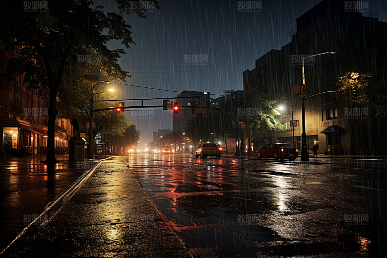 暴雨雨夜高清摄影图