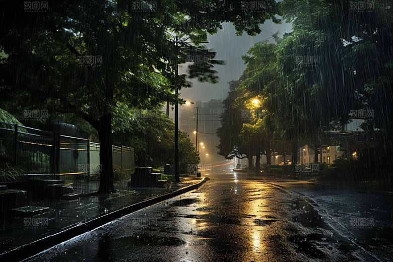 暴雨高清大雨摄影图