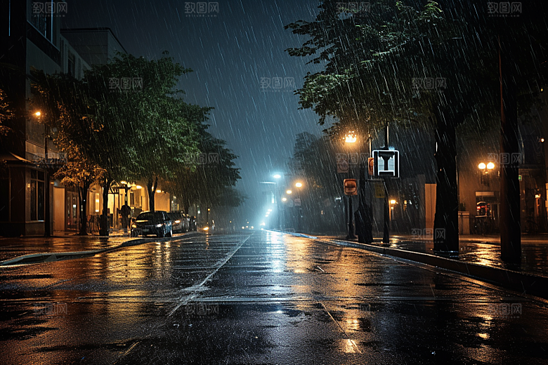 暴雨大雨雨夜摄影图