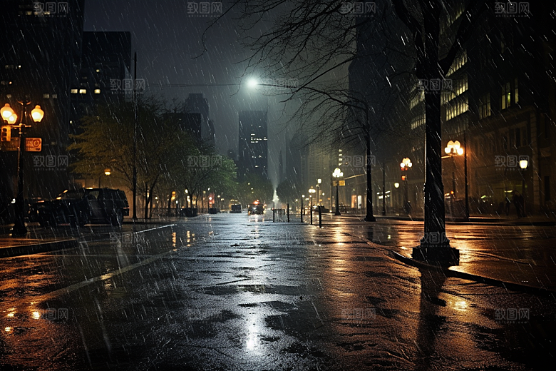 暴雨高清雨夜摄影图