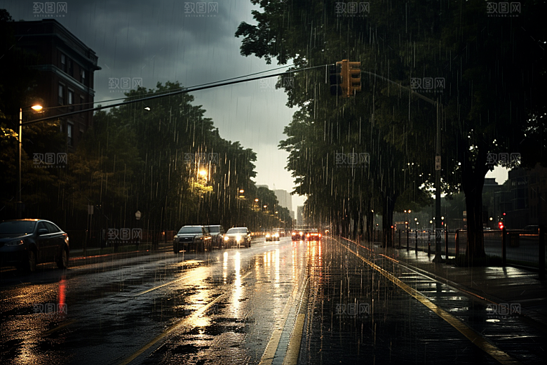 暴雨户外雨天摄影图