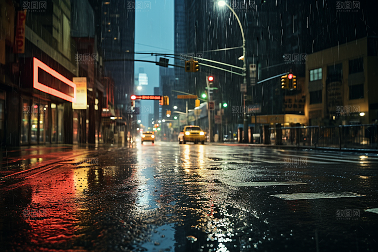 暴雨雨夜自然摄影图