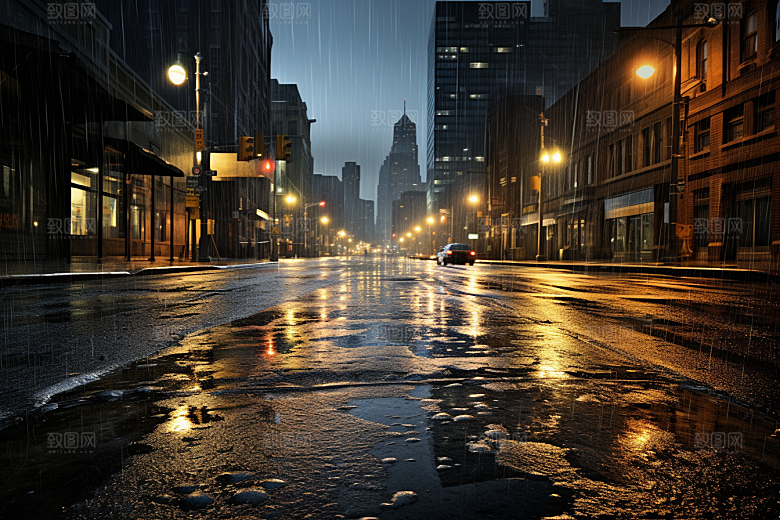 暴雨雨夜安静摄影图