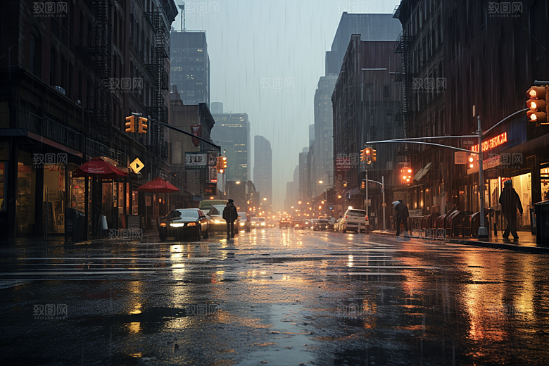 暴雨雨天户外摄影图