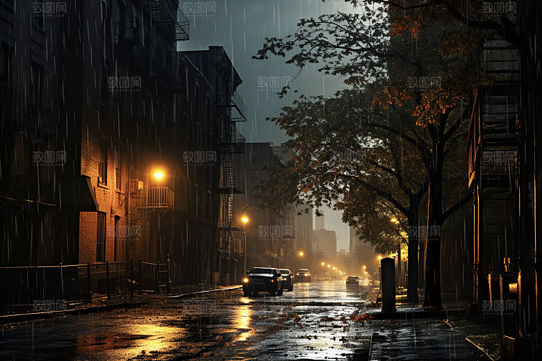 暴雨大雨户外摄影图