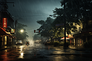 暴雨环境下雨摄影图