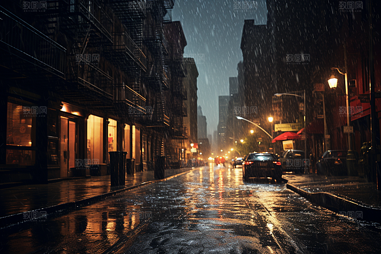 暴雨雨天户外摄影图