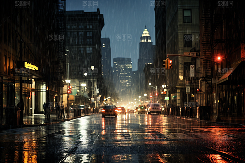 暴雨室外环境摄影图