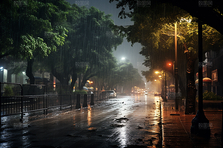 暴雨室外下雨摄影图