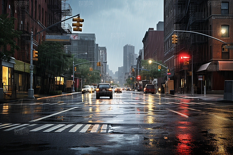 暴雨雨夜室外摄影图