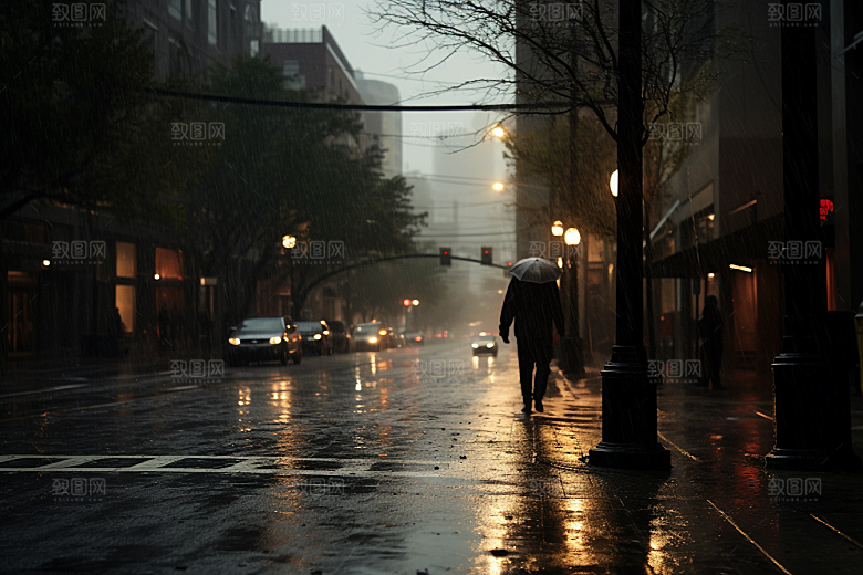 暴雨雨夜安静摄影图