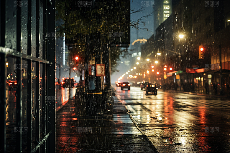 暴雨雨夜户外摄影图