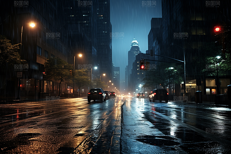 暴雨室外环境摄影图