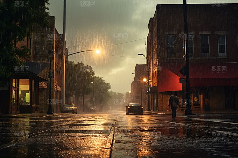 暴雨雨夜大雨摄影图