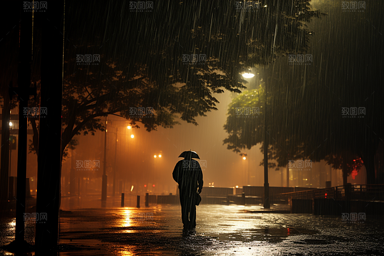 暴雨环境雨夜摄影图
