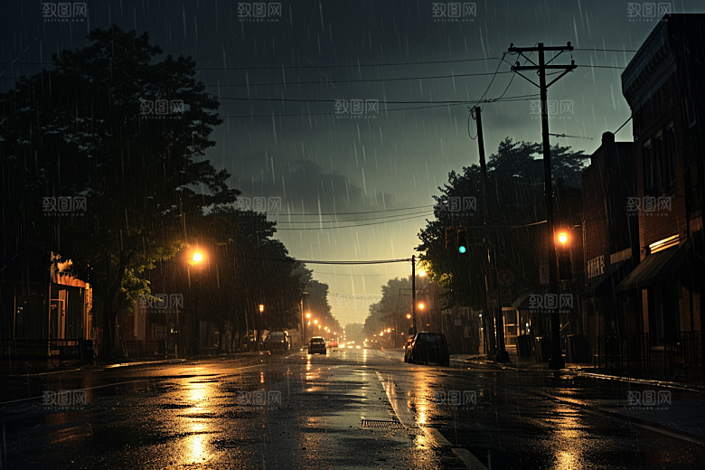 暴雨雨夜高清摄影图