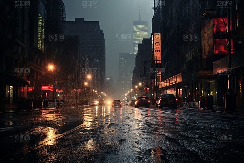 暴雨雨夜室外摄影图