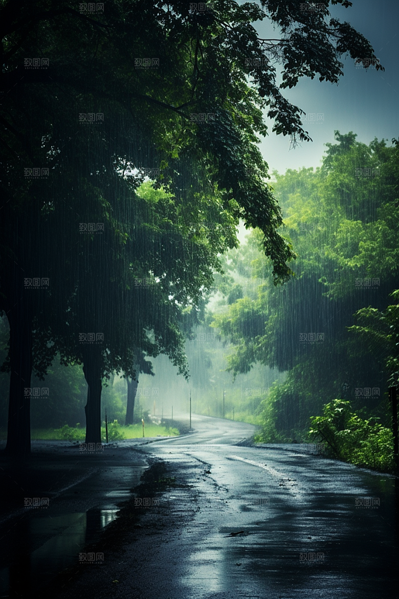 暴雨环境下雨摄影图
