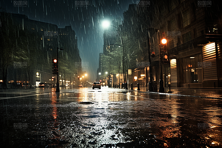 暴雨室外雨夜摄影图