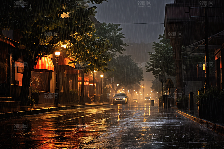 暴雨下雨室外摄影图