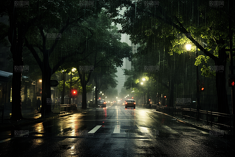 暴雨高清下雨摄影图