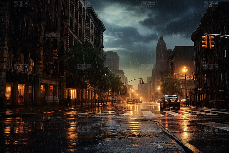 暴雨高清雨夜摄影图
