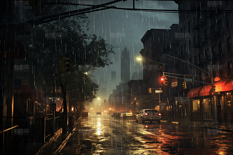 暴雨户外下雨摄影图
