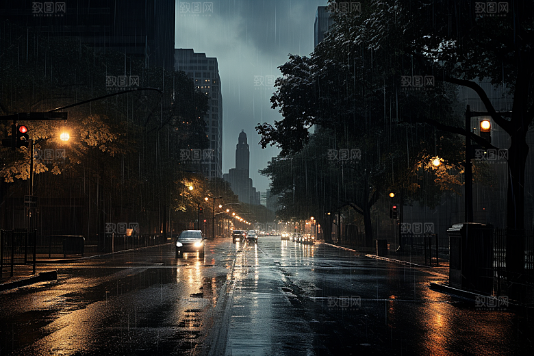 暴雨安静雨夜摄影图