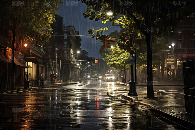 暴雨室外环境摄影图