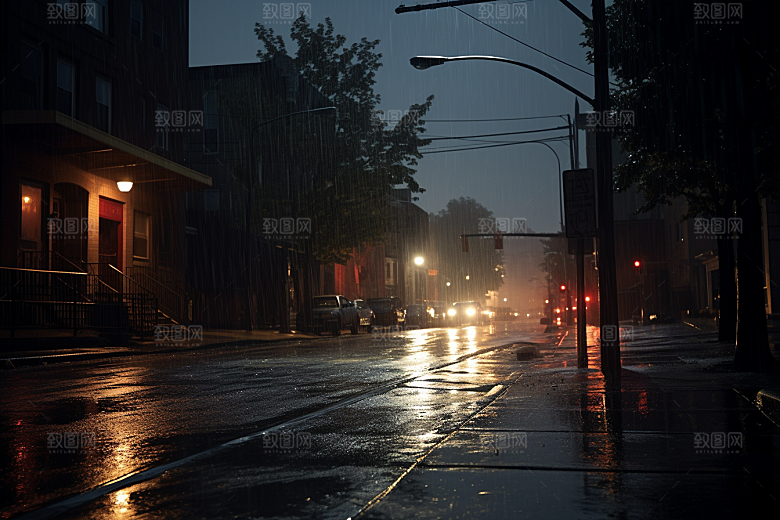 暴雨雨夜雨天摄影图