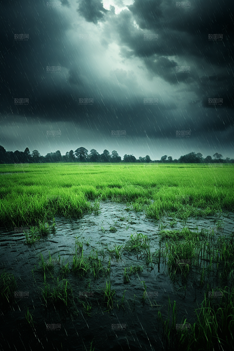 暴雨雨天自然摄影图