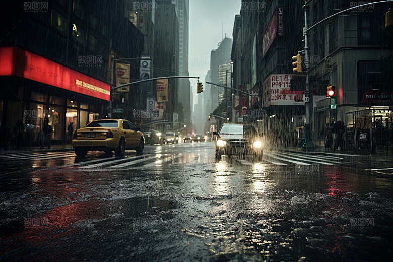 暴雨环境下雨摄影图
