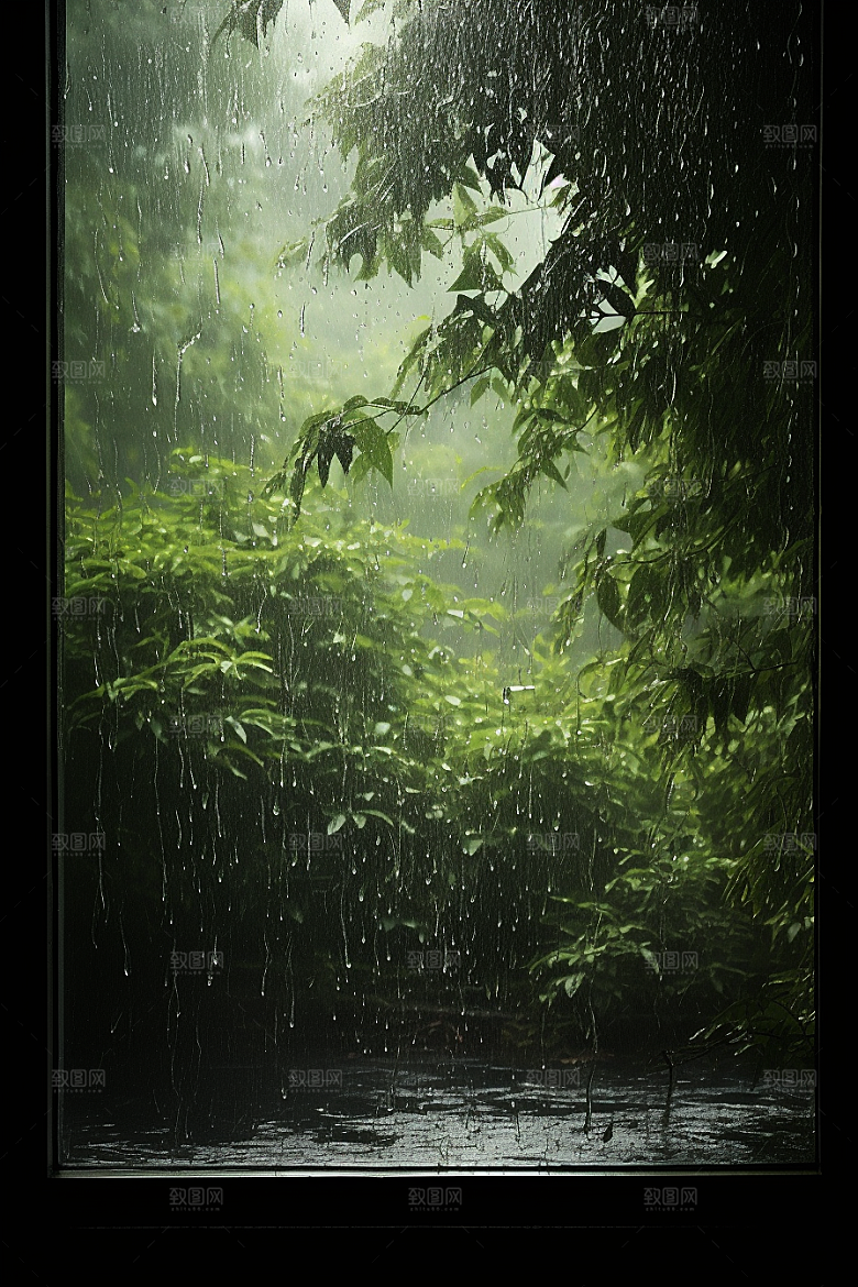 暴雨下雨室外摄影图